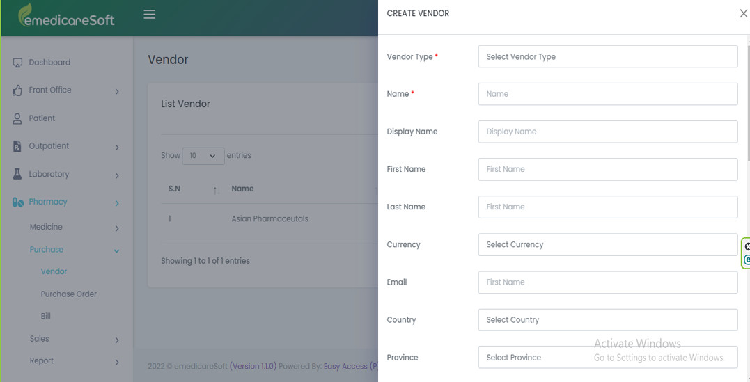 Patient and Vendor Management